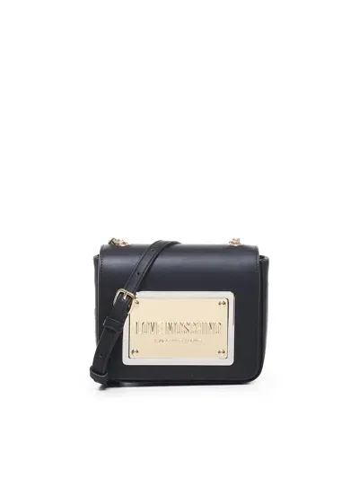 Love Moschino Logo-plaque Shoulder Bag In Black