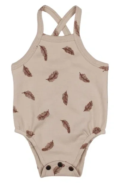 L'ovedbaby Babies' Crisscross Organic Cotton Bodysuit In Oatmeal Feather