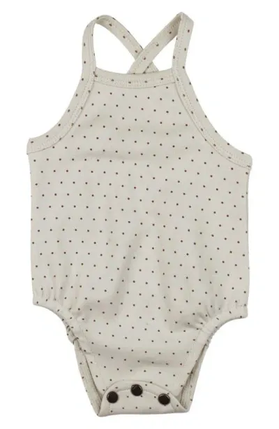 L'ovedbaby Babies' Crisscross Organic Cotton Bodysuit In Stone Dot