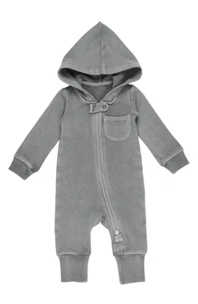 L'ovedbaby Hooded Organic Cotton Zip Romper In Mist