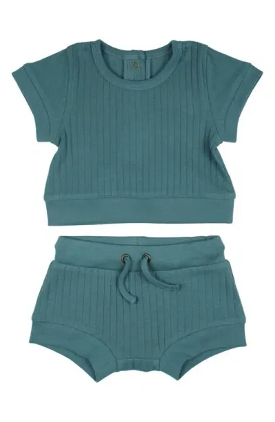 L'ovedbaby Rib Organic Cotton T-shirt & Shorts Set In Oasis