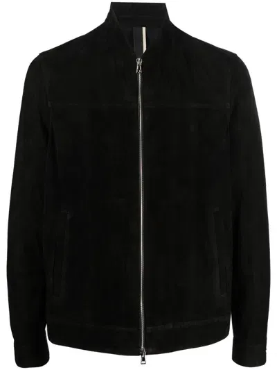 Low Brand Zip-up Suede Jacket In Black