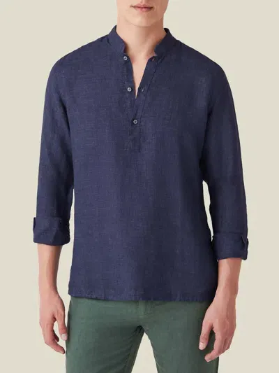 Luca Faloni Linen Forte Shirt In Navy Blue