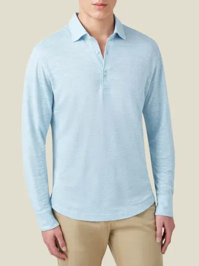 Luca Faloni Linen Jersey Positano Polo Shirt In Light Blue