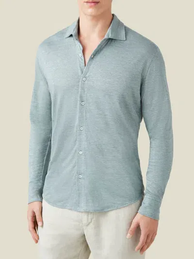 Luca Faloni Linen Jersey Shirt In Sea Grey