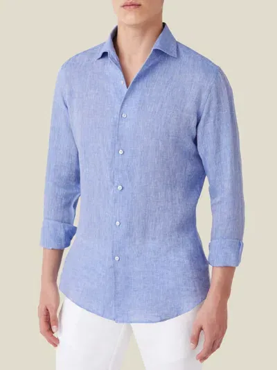 Luca Faloni Linen Portofino Shirt In Blue Melange