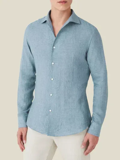 Luca Faloni Linen Portofino Shirt In French Blue