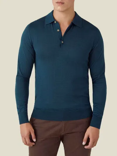 Luca Faloni Knitted Polo Sweater In Forest Green