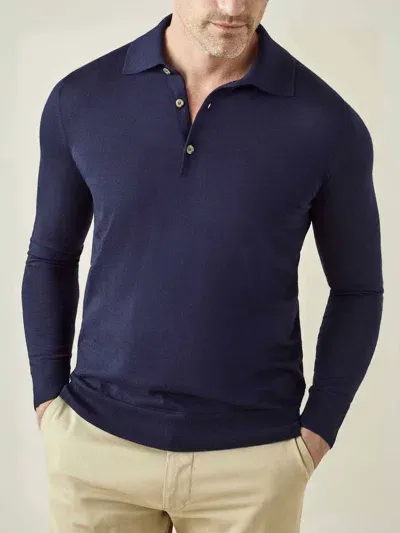 Luca Faloni Knitted Polo Sweater In Navy Blue