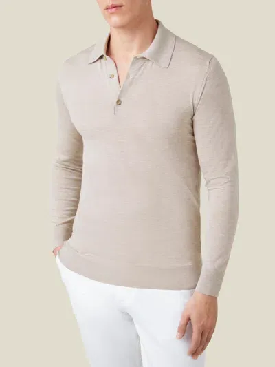 Luca Faloni Knitted Polo Sweater In Oatmeal