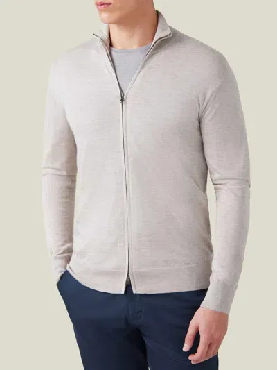 Luca Faloni Zip Cardigan In Oatmeal