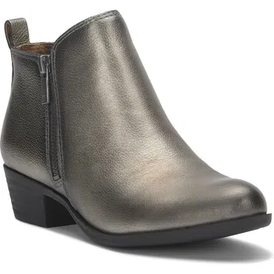 Lucky Brand Basel Bootie In Pewter Washed Metallic Leather