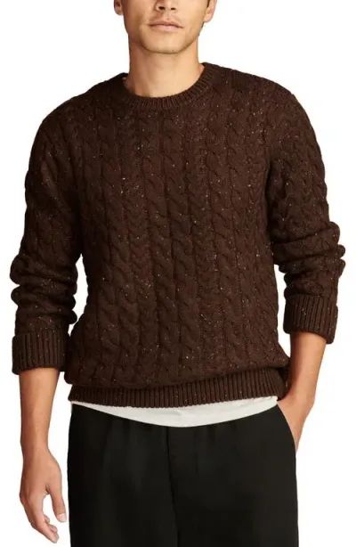 Lucky Brand Cable Crewneck Sweater In Chocolate