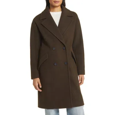 Lucky Brand Double Breasted Coat In Espresso