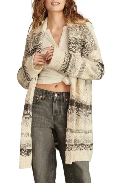 Lucky Brand Fair Isle Sweater Coat In Cream Combo