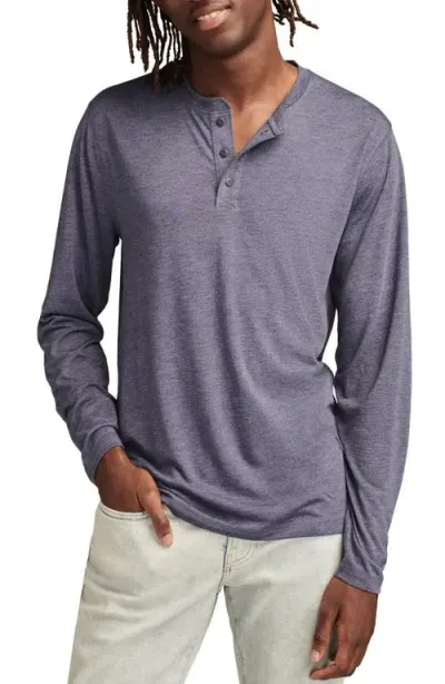 Lucky Brand Long Sleeve Slub Jersey Henley In Baltic Sea