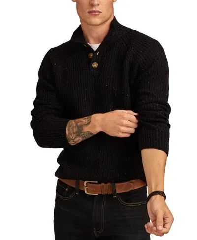 Lucky Brand Nep Half Button Sweater In Cadet Navy