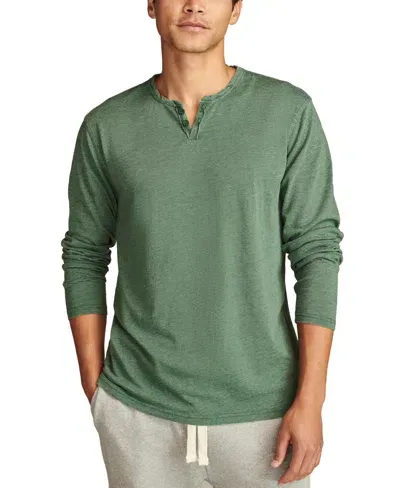 Lucky Brand Burnout Notch Neck Henley In Hunter Green