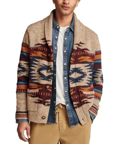 Lucky Brand Men's Southwestern Shawl-collar Cardigan Sweater In Natural Multi