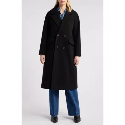 Lucky Brand Oversize Double Breasted Coat In Black