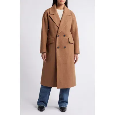 Lucky Brand Oversize Double Breasted Coat In Camel