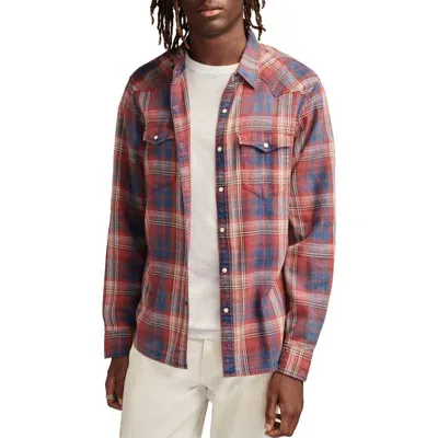 Lucky Brand Plaid Cotton Western Snap-up Shirt In Red Multi