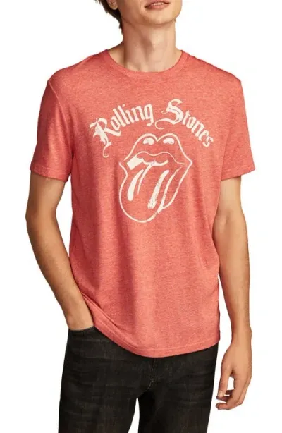 Lucky Brand Rolling Stones Tongue Burnout Graphic T-shirt In Pompeian Red