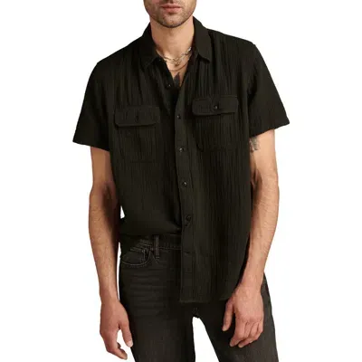 Lucky Brand Short Sleeve Cotton Gauze Button-up Shirt In Raven