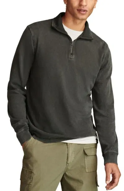 Lucky Brand Weekend Slub Knit Half Zip Pullover In Jet Black