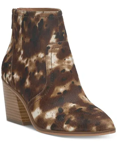 Lucky Brand Women's Sonah Block-heel Westerm Booties In Brown Multi Haircalf