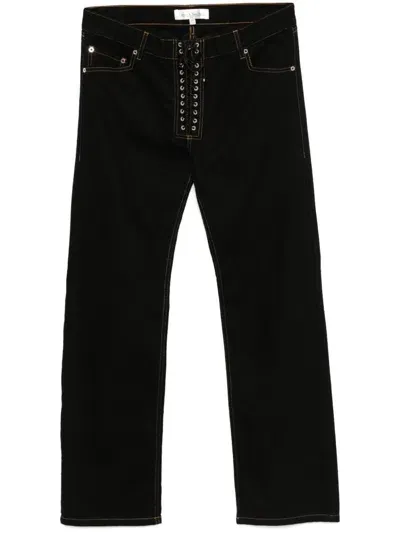 Ludovic De Saint Sernin Straight-leg Lace-up Jeans In Black