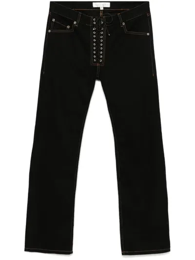 Ludovic De Saint Sernin Straight-leg Lace-up Jeans In Black