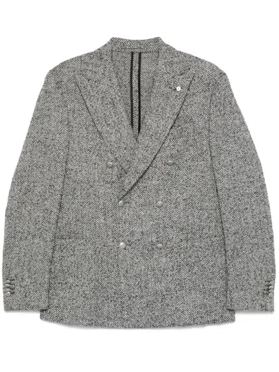 Luigi Bianchi Mantova Herringbone-pattern Blazer In 黑色