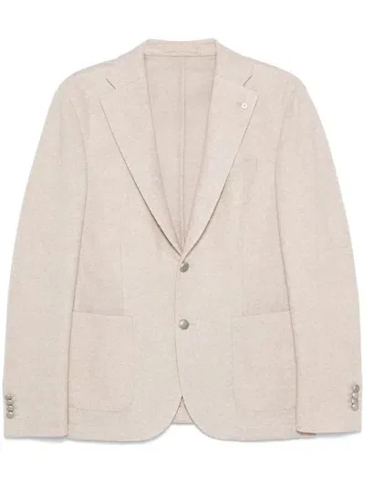 Luigi Bianchi Mantova Mélange-effect Blazer In 中性色