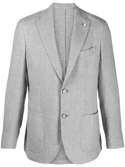 Luigi Bianchi Mantova Single-breasted Cotton Blazer In Grau