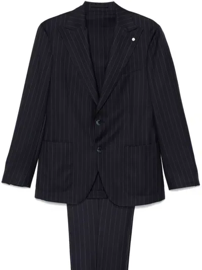 Luigi Bianchi Mantova Striped Suit In Blue