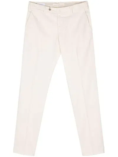 Luigi Bianchi Trousers With Logo In Neutrals