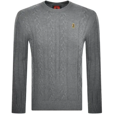 Luke 1977 Morden Crew Neck Jumper Grey In Gold