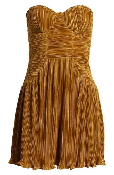 Lulus Deeply Glamorous Strapless Cocktail Dress In Gold