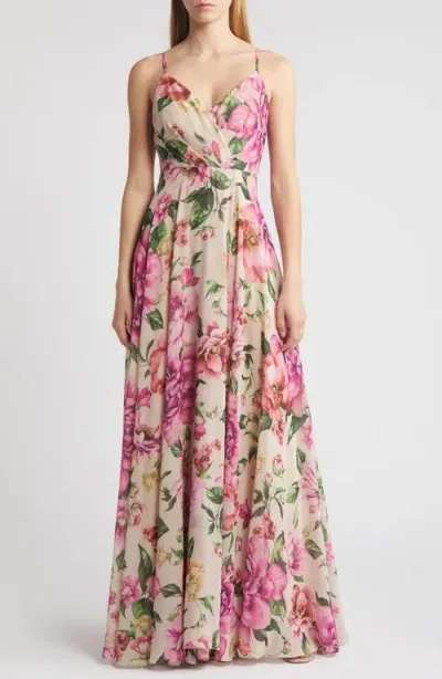 Lulus Season Of Love Sleeveless Gown In Rusty Rose Floral