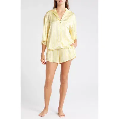 Lunya Washable Silk Button-up Short Pajamas In Midsummer Stripe