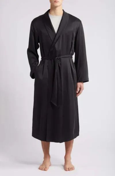 Lunya Washable Silk Robe In Immersed Black