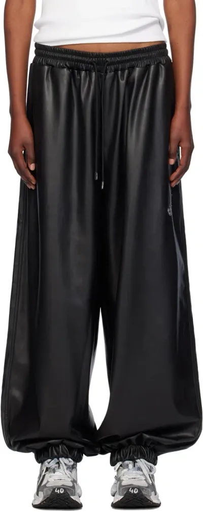 Lu'u Dan Black Baggy Bontan Faux-leather Trousers