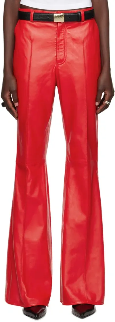 Lu'u Dan Red Bells Bell Bottom Leather Pants