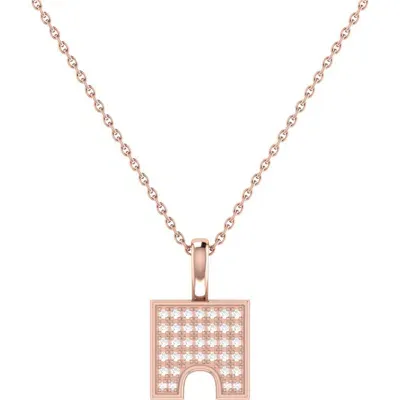 Luvmyjewelry City Arches Square Diamond Pendant In 14k Rose Gold Vermeil On Sterling Silver In 14kt Rose Gold Vermeil