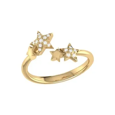 Luvmyjewelry Dazzling Star Couples Sterling Silver Diamond Open Ring In 14kt Gold Vermeil On Sterling