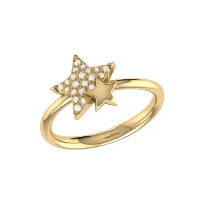 Luvmyjewelry Dazzling Starkissed Duo Sterling Silver Diamond Ring In 14kt Gold Vermeil On Sterling