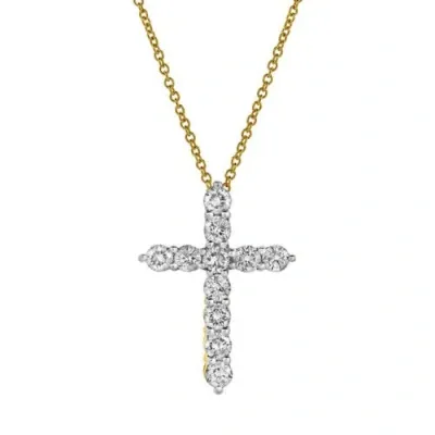 Luvmyjewelry Heavenly Cross Diamond Pendant In 10k Yellow Gold