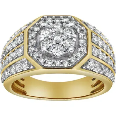 Luvmyjewelry Hex Rose 14k Yellow Gold Diamond Men Statement Ring