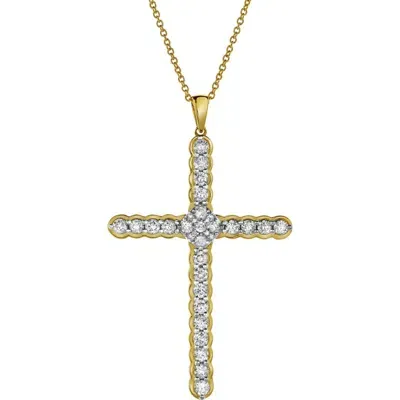 Luvmyjewelry Latin Cross Diamond Pendant In 10k Yellow Gold